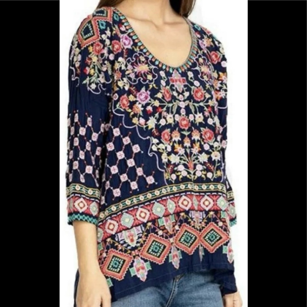 Johnny Was Fully Embroidered Blouse Top Size : Small